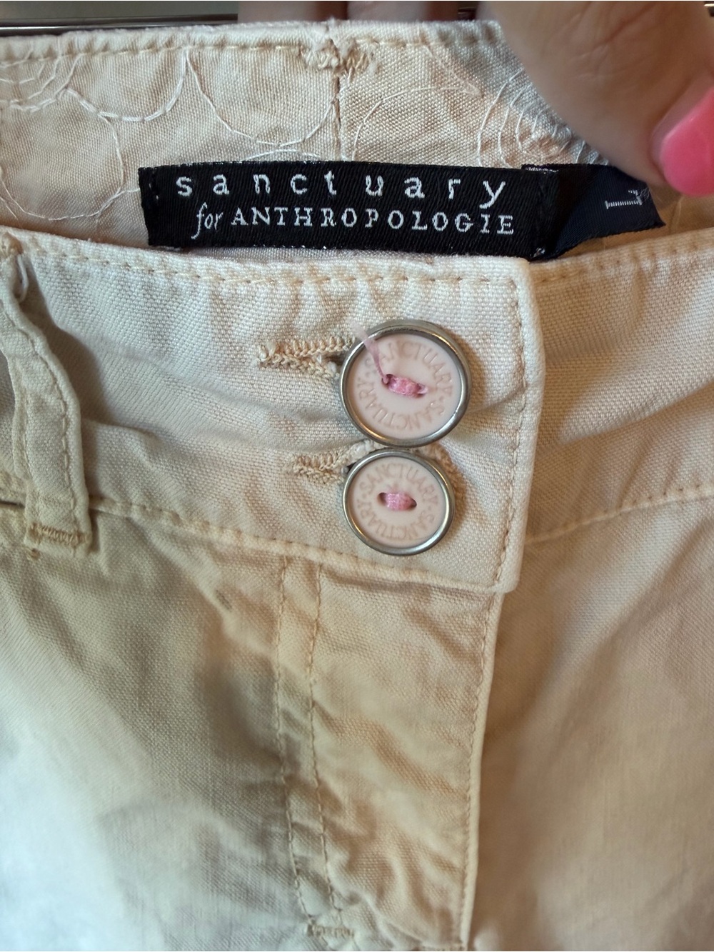 Sanctuary for Anthropologie Women’s Cream Straight-Relaxed Pants 100% Cotton - Picture 4 of 6